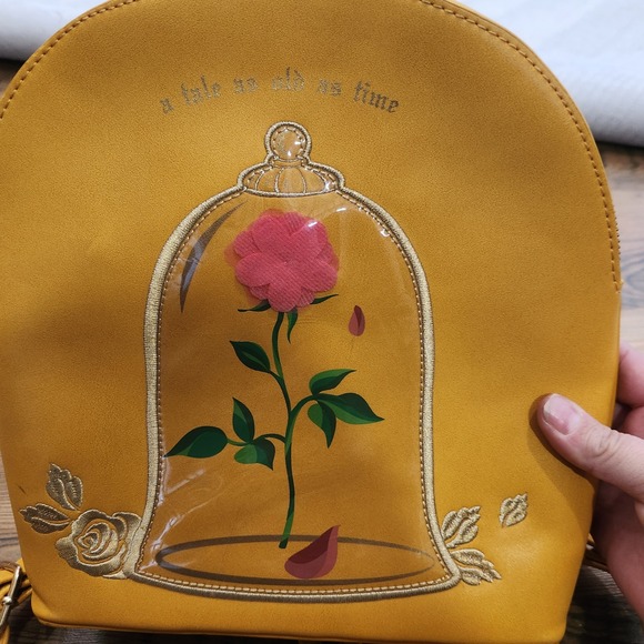 Loungefly Disney Beauty and the Beast Enchanted Rose mini Backpack Yellow - Picture 2 of 7